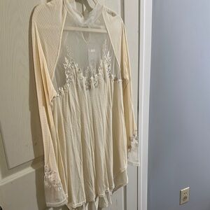 Free People Cream Sheer Tunic